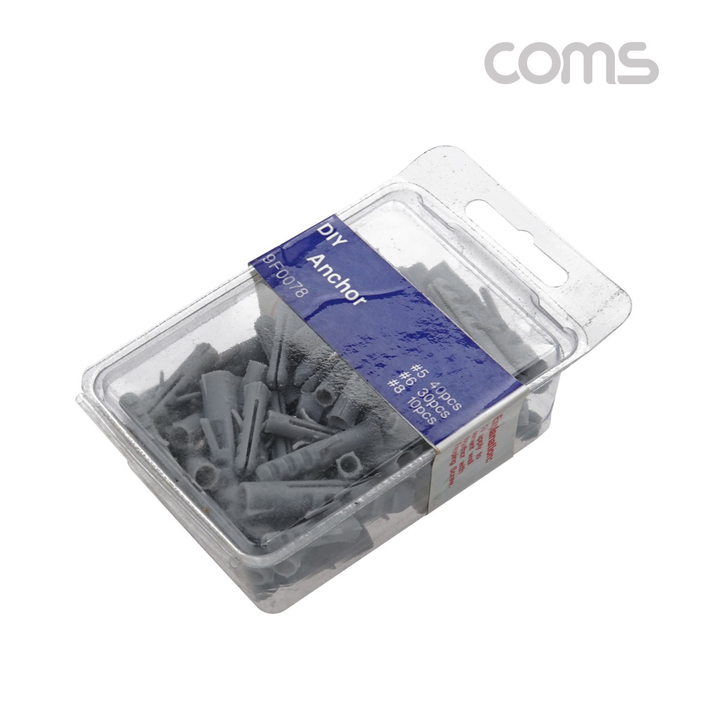 Coms 콘크리트 칼블럭 앙카 80pcs 5mm 6mm 8mm 피스 나사 서포트 앵커