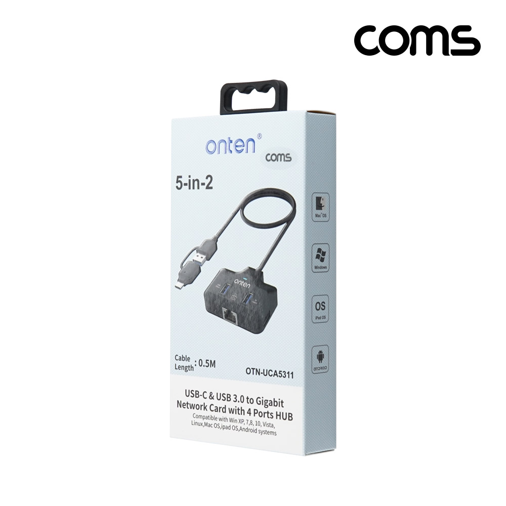 Coms USB C A 3.0 멀티 허브 RJ45 1000mbps 기가비트 랜카드 4P