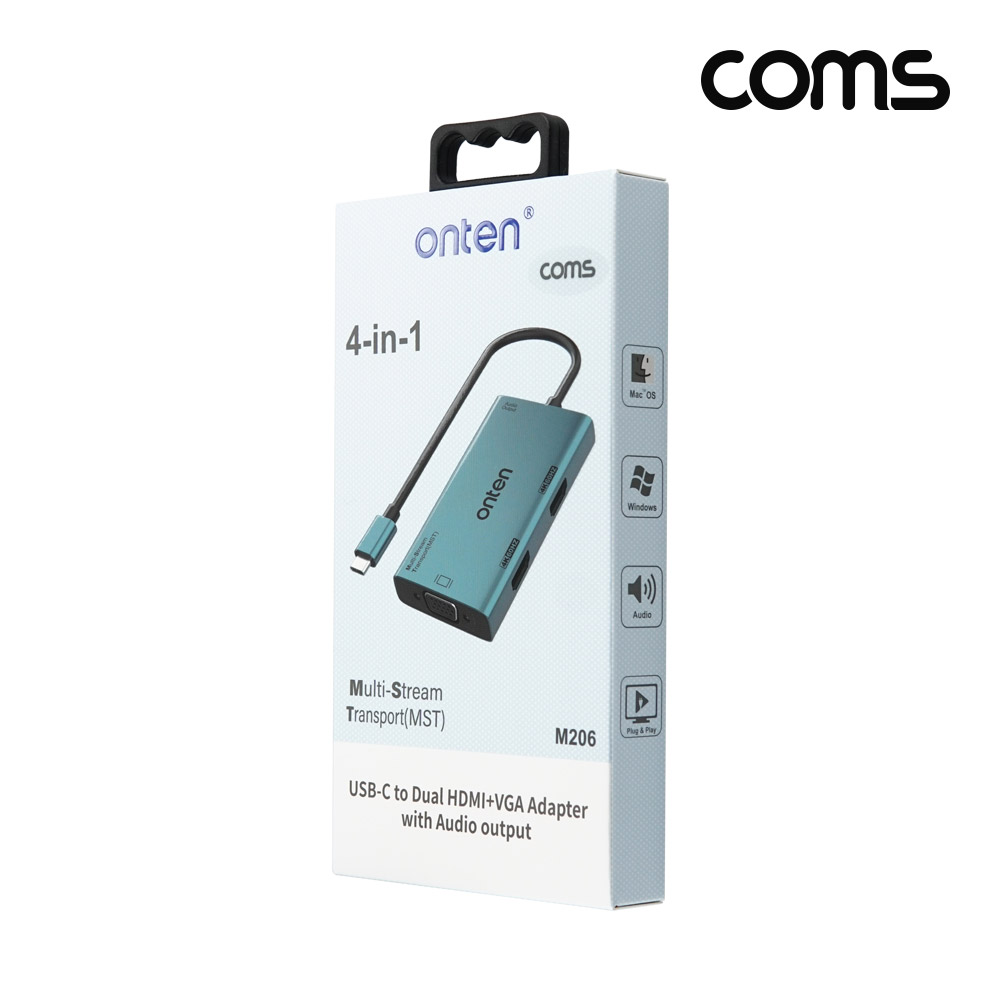 Coms C타입 멀티 컨버터 듀얼HDMI VGA MST 오디오 동시출력 4K2K@60hz