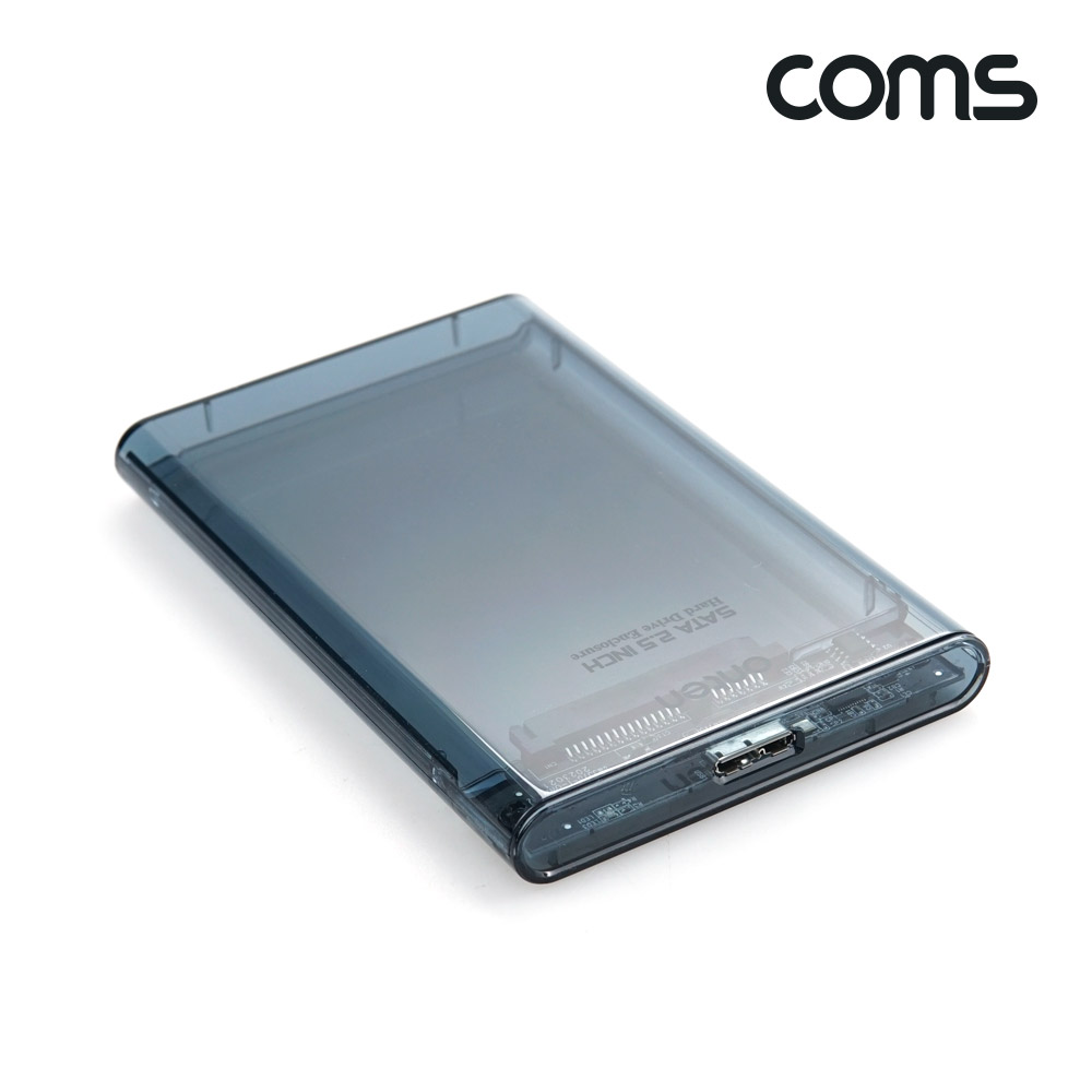 Coms USB Type B 외장하드 케이스 2.5형 HDD SSD SATA USB3.0 blue 투명 5Gb