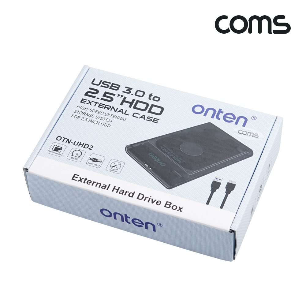 Coms USB Type B 외장하드 케이스 2.5형 HDD SSD SATA USB3.0 blue 투명 5Gb
