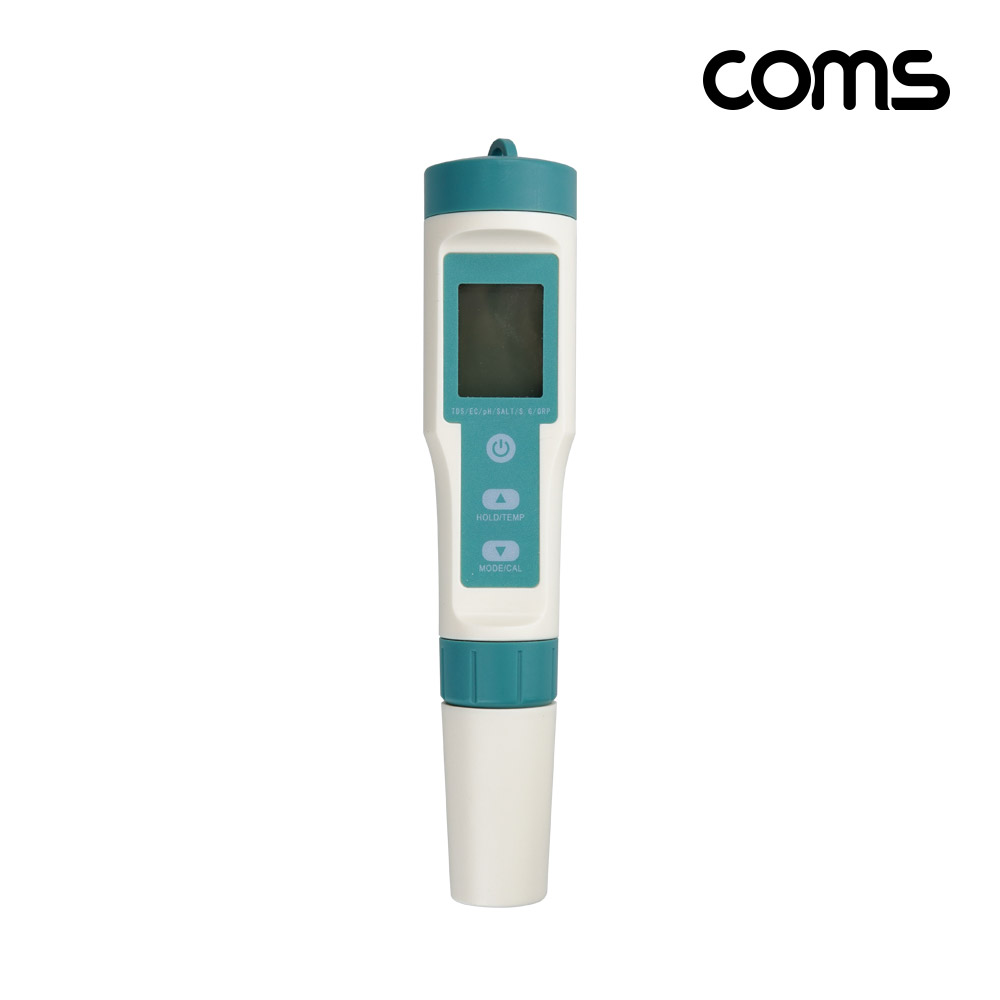 Coms 수질 농도 테스터기, PH TDS EC 염도 Salt SG ORP H2 수소 온도 측정기 측정 검사 테스트 수영장 스파 어항 수족관