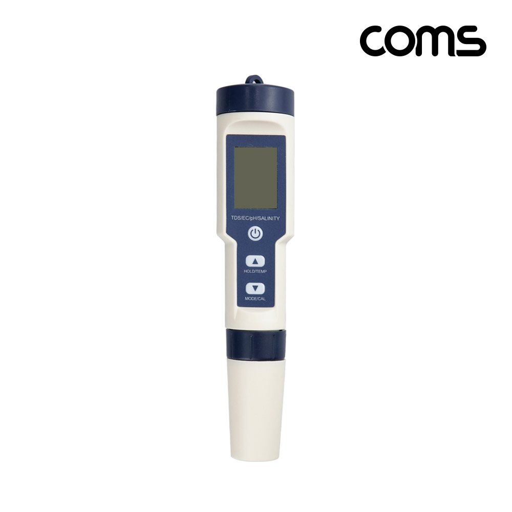 Coms 수질 농도 테스터기, PH TDS EC 염도Salt 온도 측정기 측정 검사 테스트 수영장 스파 어항 수족관