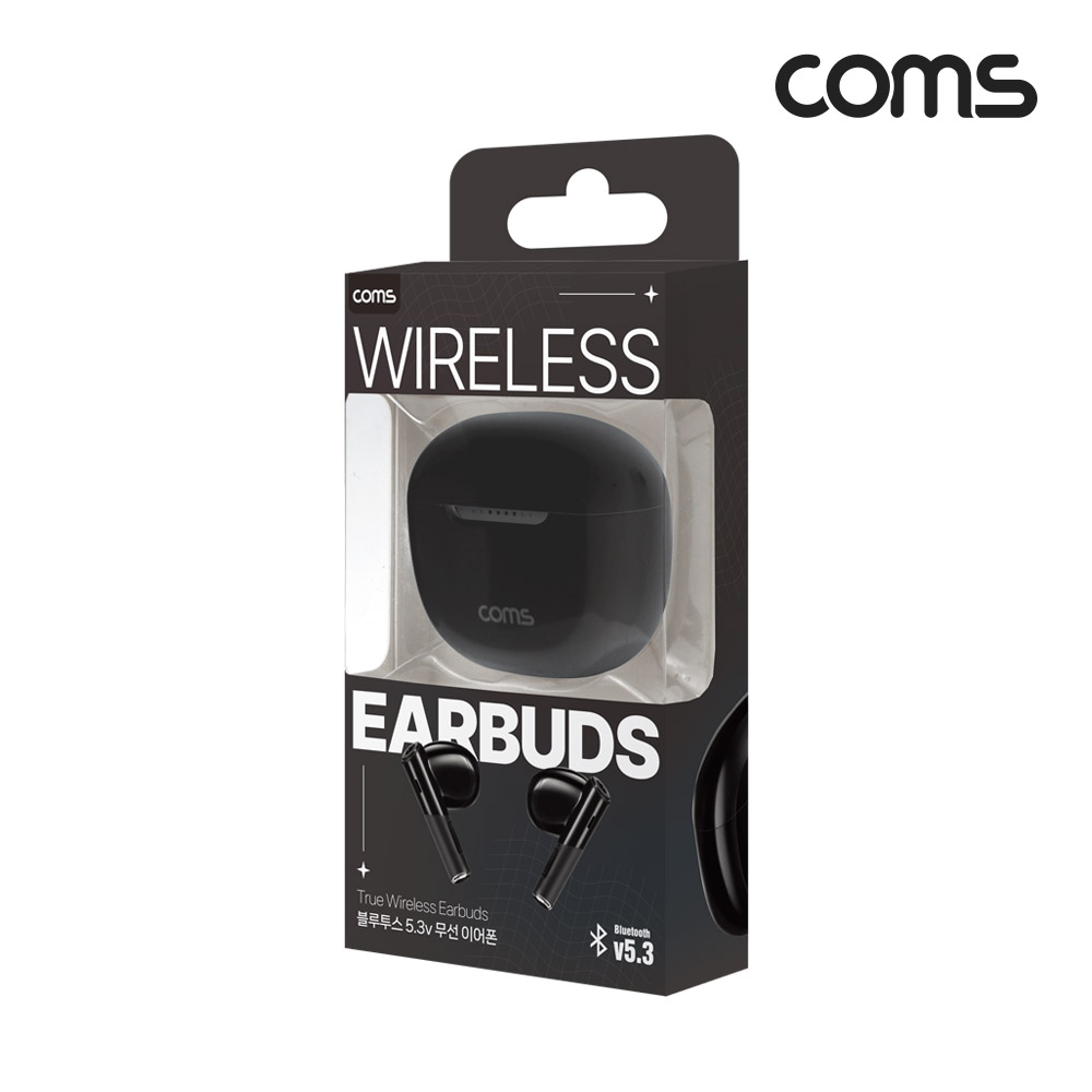 Coms 블루투스 무선 이어폰 블랙 5.3v 중저음 베이스 강화 무압박 걸침방식 자동페어링 핸즈프리