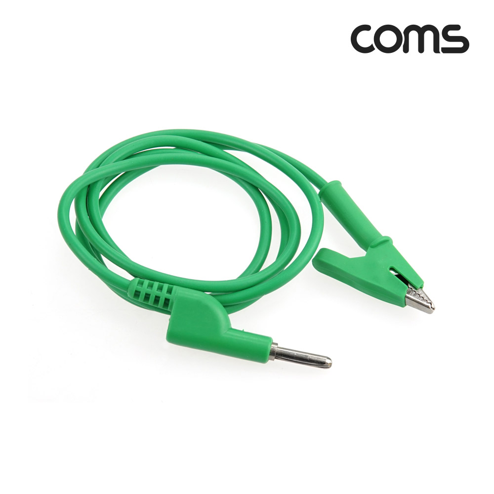 Coms 바나나 플러그 커넥터 악어클립 케이블 Green