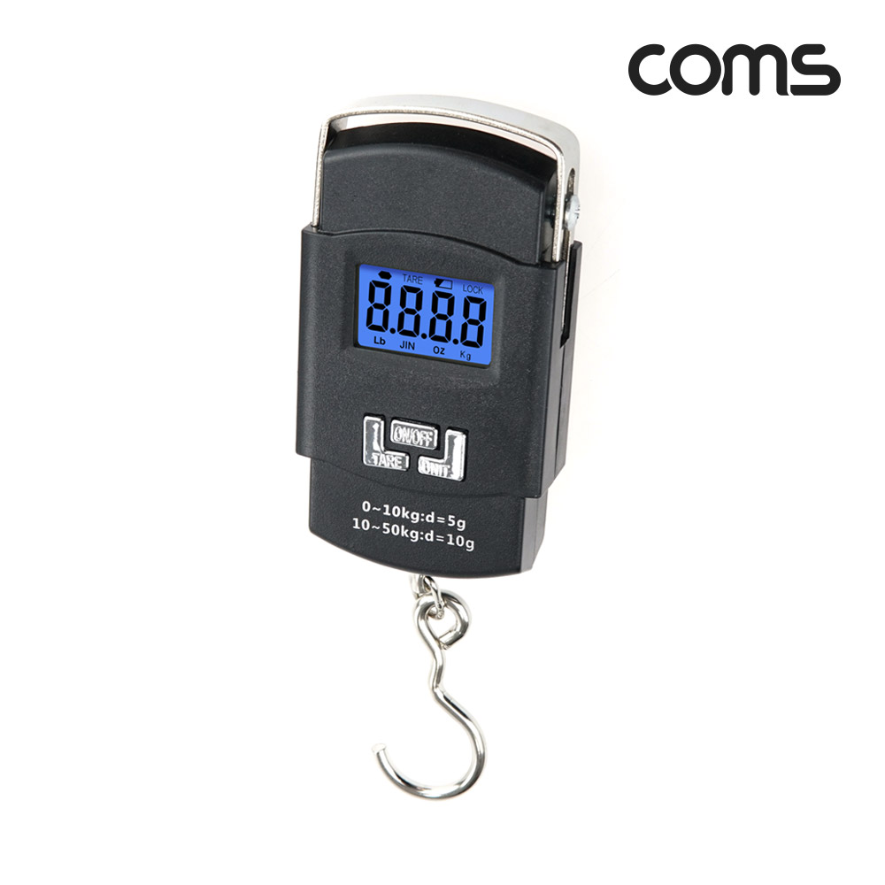 Coms 휴대용 디지털 손저울 여행 가방 무게 측정 50kg