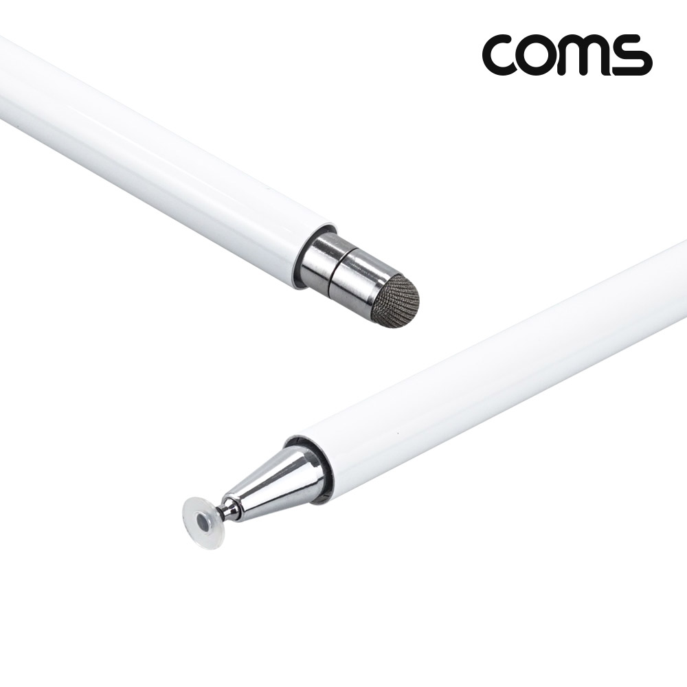 Coms 정전식 스마트폰 터치펜 양면 터치볼 디스크형 white