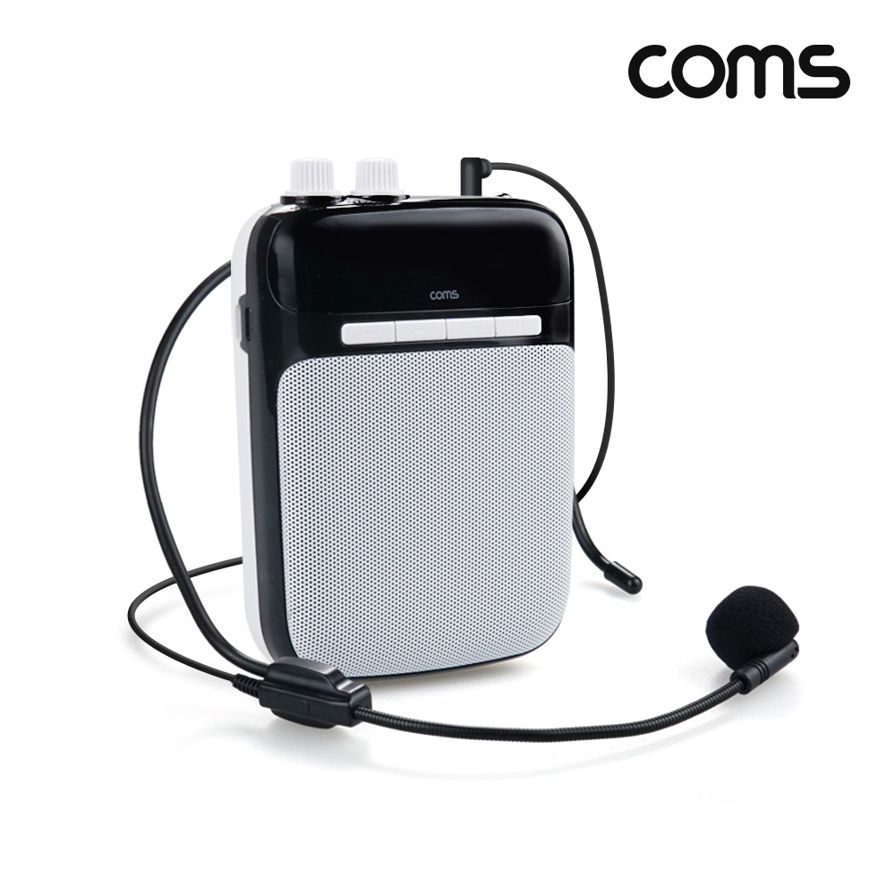 Coms 휴대용 블루투스v5.3 마이크 앰프 10W 무선 스피커 AUX TF 메모리 유선마이크 FM라디오