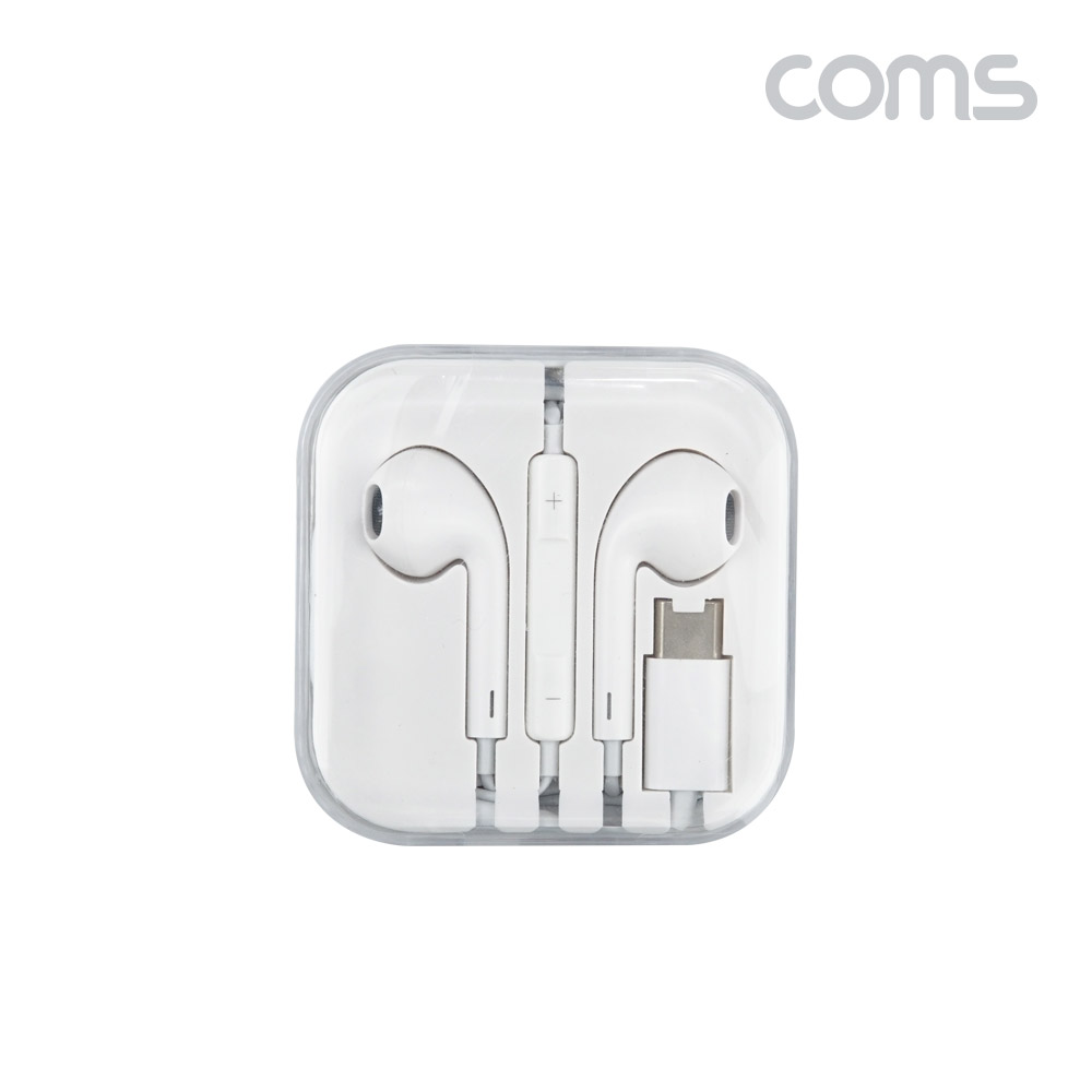 Coms C타입 스마트폰 이어폰 1.2m Type-C 컨트롤 리모콘 마이크 White 국내폰