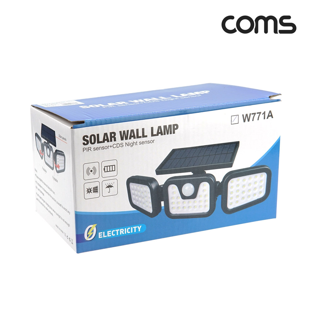 Coms 태양광 LED 램프 라이트 벽면 거치형 정원등 센서등 자동감지 야간