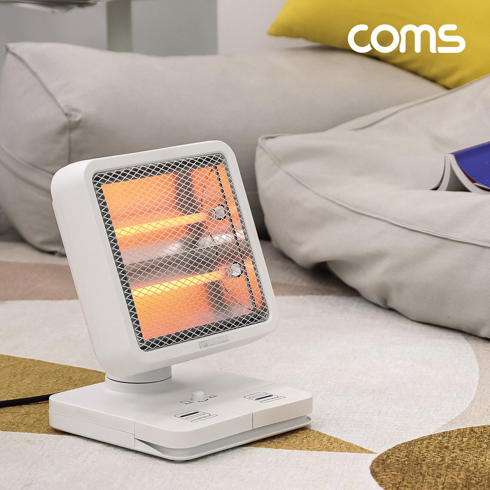 Coms 일렉트로지 히터 미니 석영관 White 발터치 좌우회전 EGH-QH300