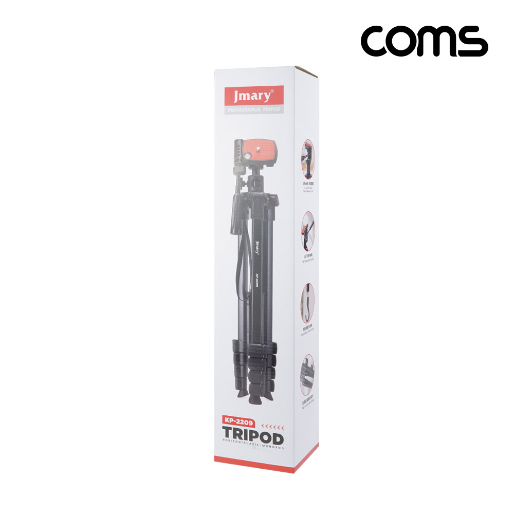 Coms 4단 카메라 삼각대 최대 173cm 스마트폰 고정 가이드 포함