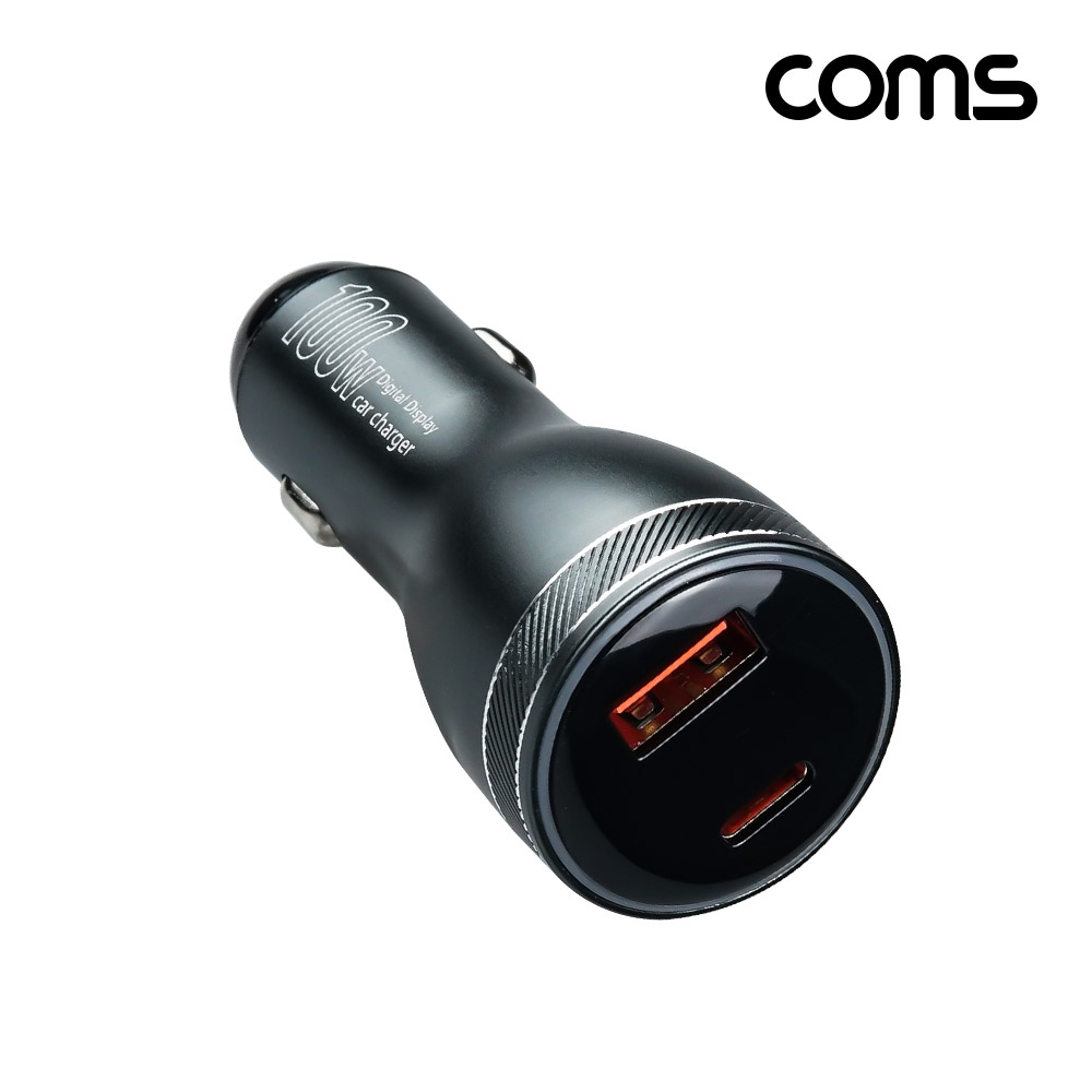 Coms 100W 차량용 시가 전원 어댑터 QC3.0 PD 멀티 고속 충전기 C타입 USB 3.1
