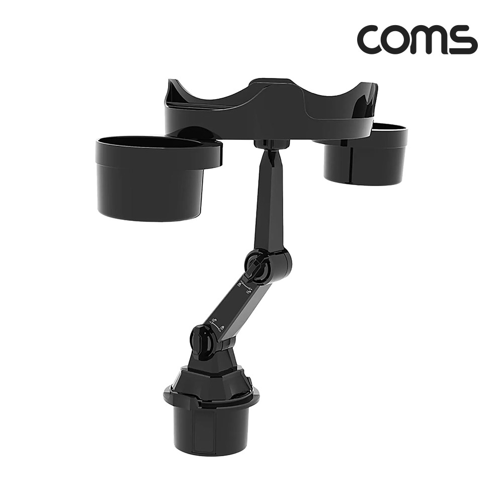 Coms 차량용 각도조절 멀티 트레이 거치대 컵홀더 고정 스마트폰 휴대폰 음료 받침대