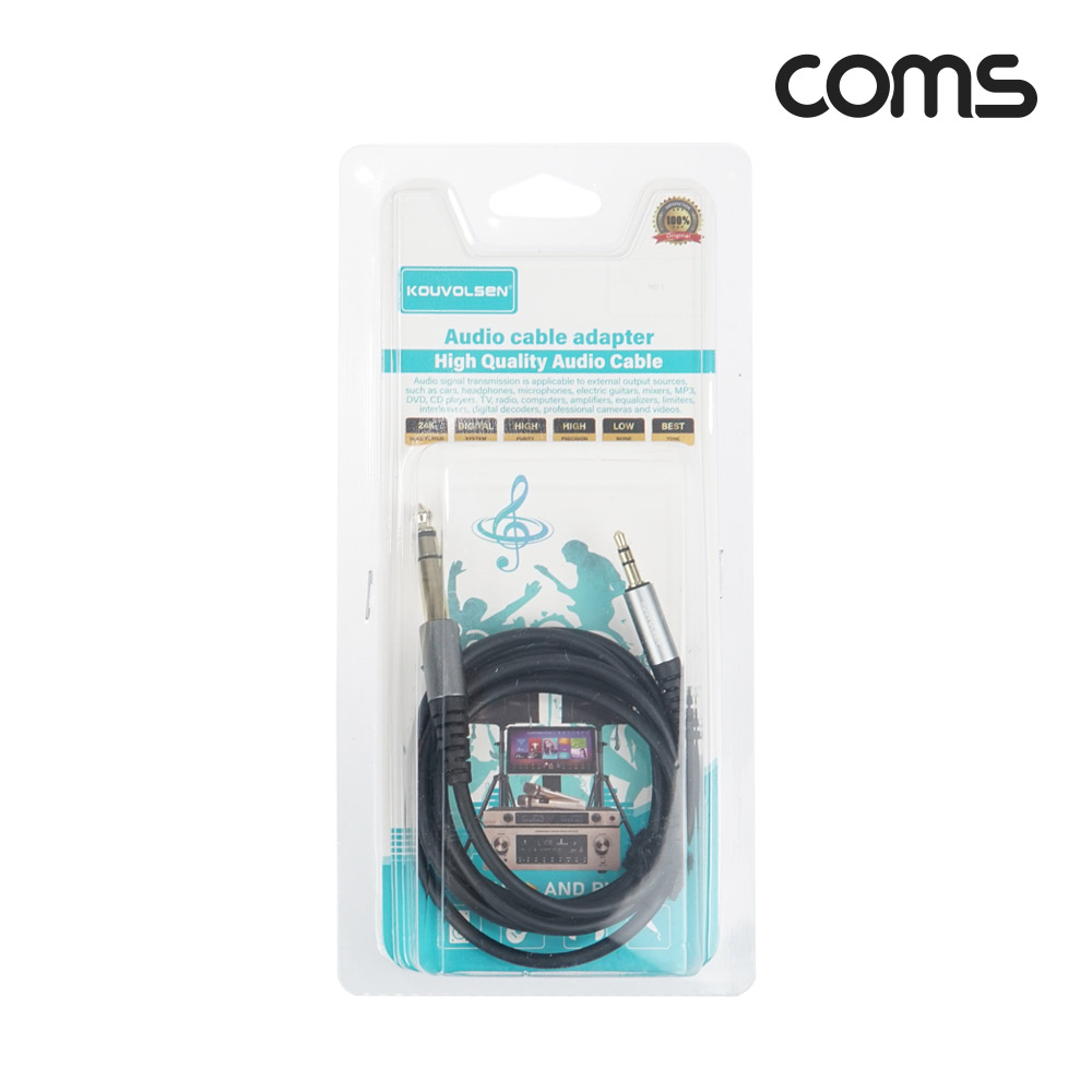 Coms 오디오 케이블 스테레오 3.5 to 스테레오 6.5 Stereo AUX 1.5m