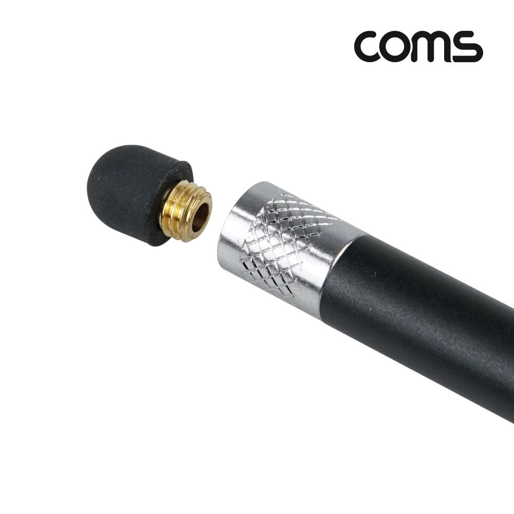 Coms 정전식 스마트폰 터치펜 양면 Black 터치볼리필