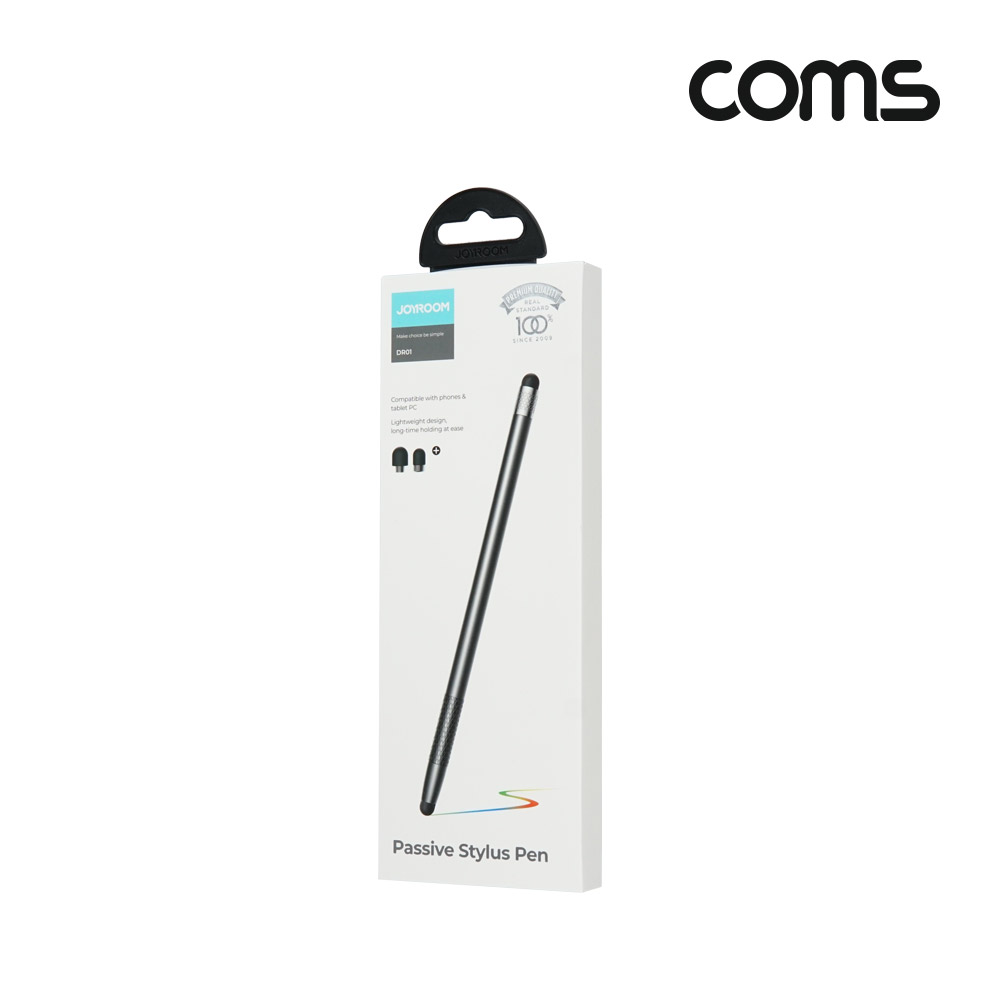 Coms 정전식 스마트폰 터치펜 양면 Black 터치볼리필
