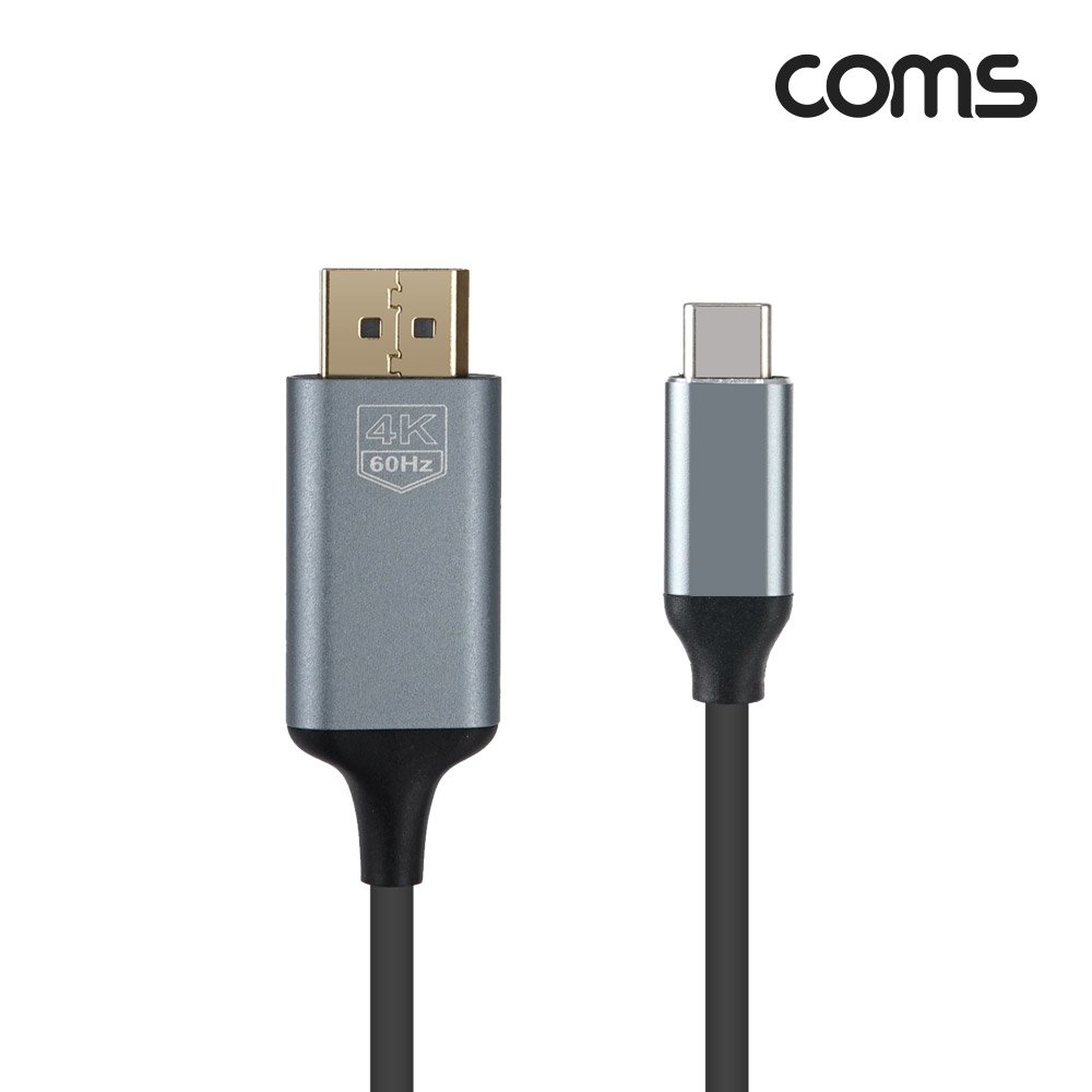Coms USB Type C to 디스플레이포트 컨버터 케이블 1.8m 변환 C타입 DP 4K@60Hz UHD Displayport