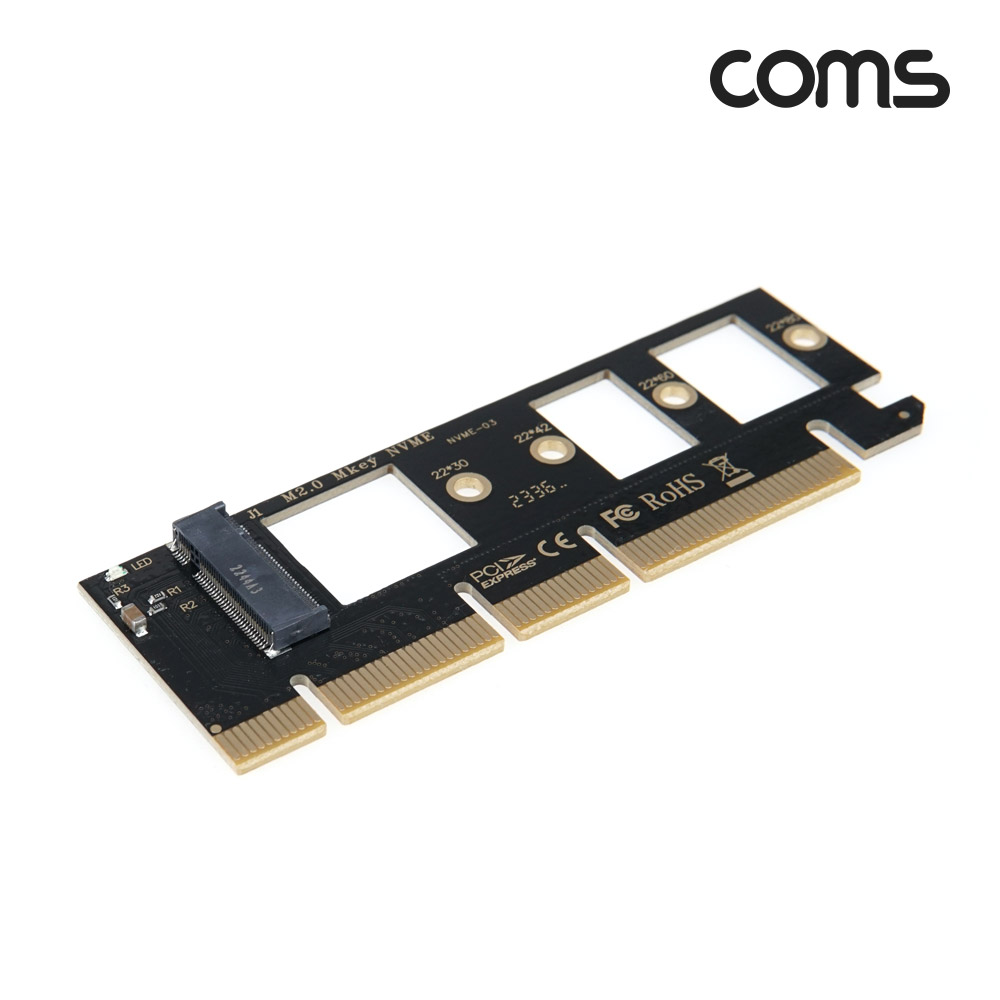 Coms PCI Express 변환 컨버터 M.2 NVME SSD KEY M to PCI-E 16x 어댑터
