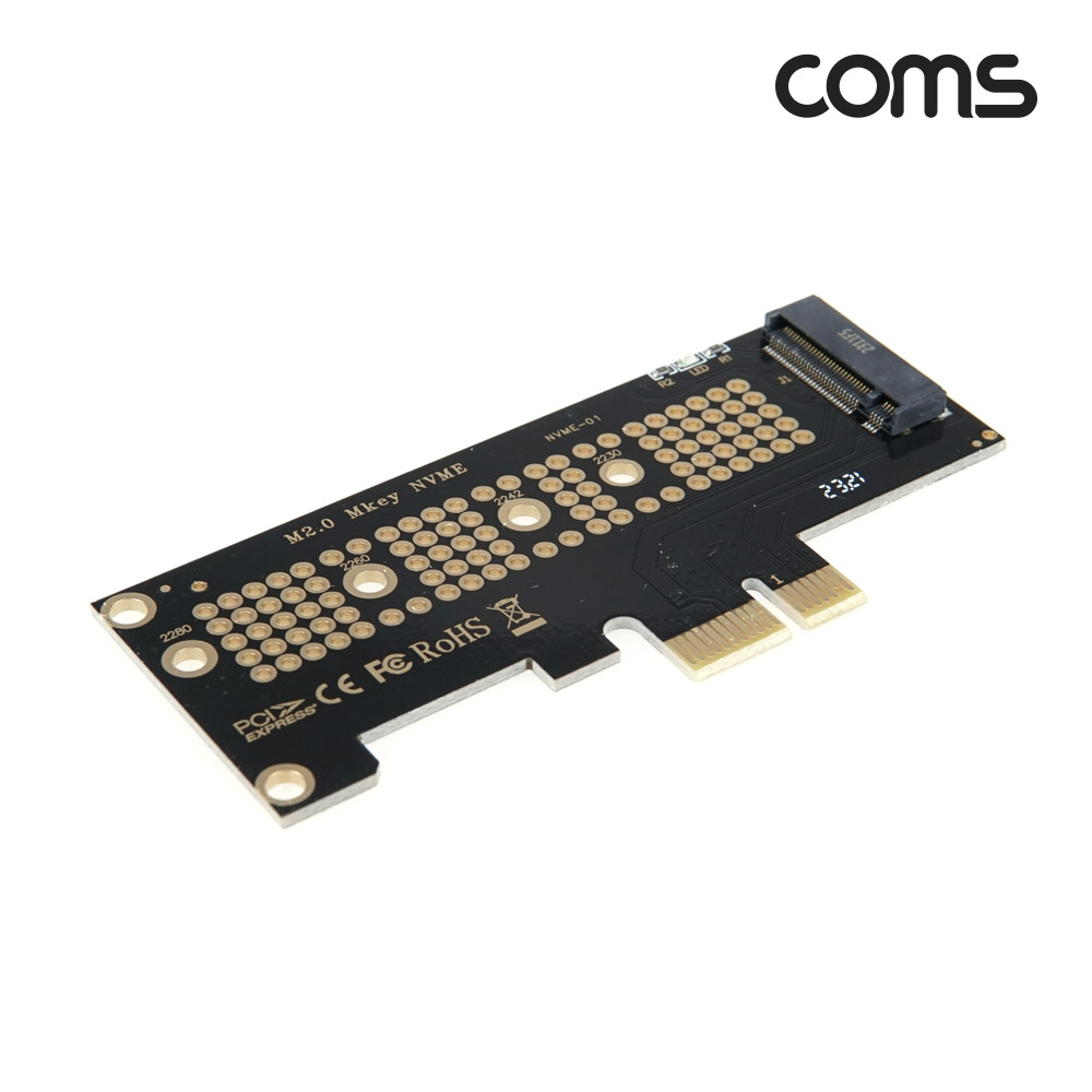 Coms PCI Express 변환 컨버터 M.2 NVME SSD KEY M to PCI-E 1x 어댑터