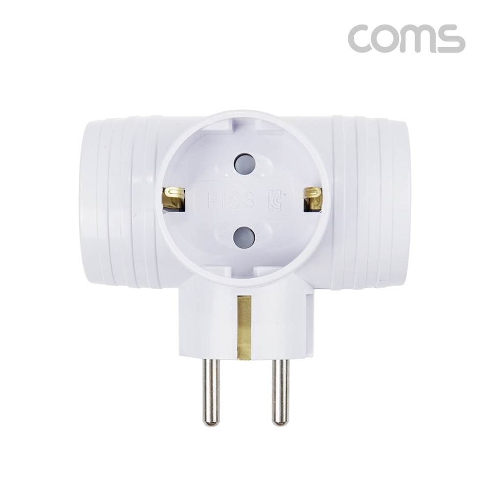 Coms 멀티탭 3구 접지 콘센트 16A 250V~ 대한 T자형