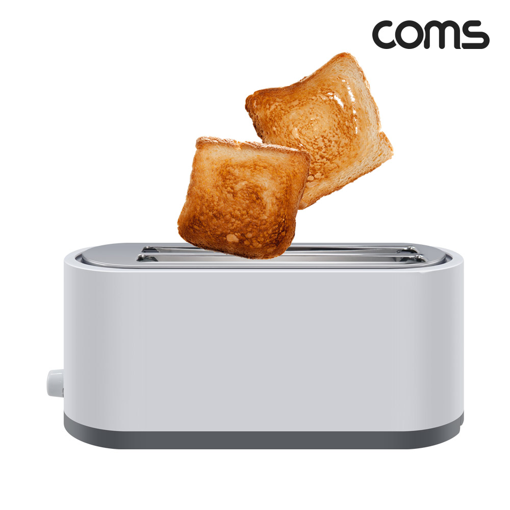 Coms 2구 롱 토스터 와이드슬롯 4개씩 토스팅 토스터기 토스트기 토스트 굽기조절 재가열 모드기능 1200~1400W