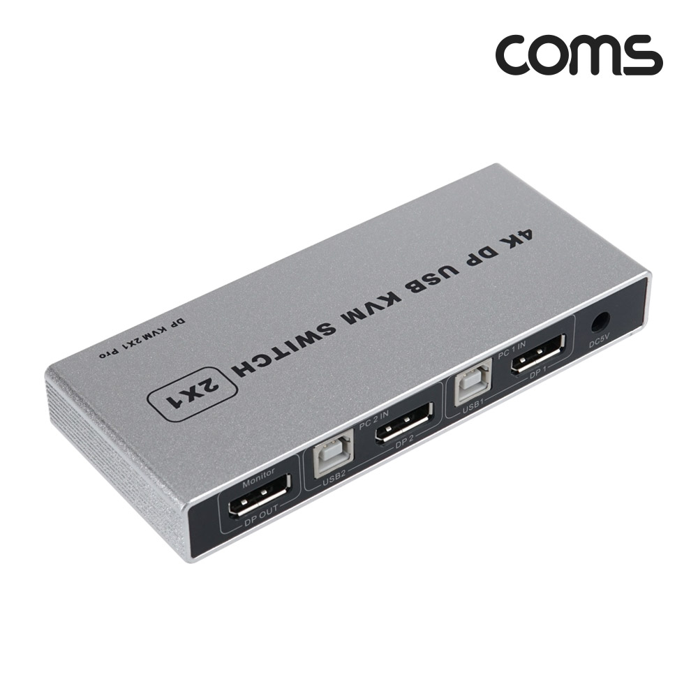 Coms DP USB KVM 스위치 선택기 2:1 2포트 4K 60Hz PC 2대 주변장치 연결