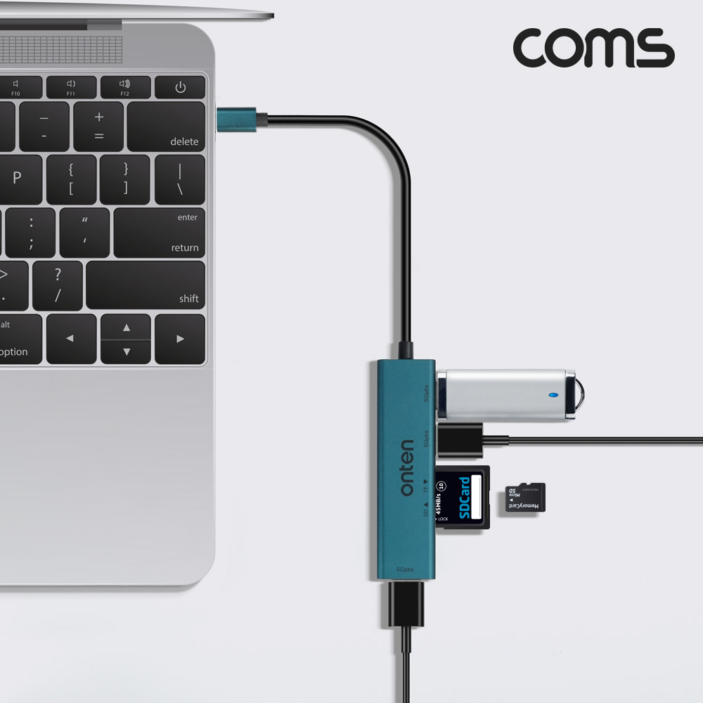 Coms 5 IN 1 USB 허브 SD TF 카드리더 C타입 5Gbps USB 3.0