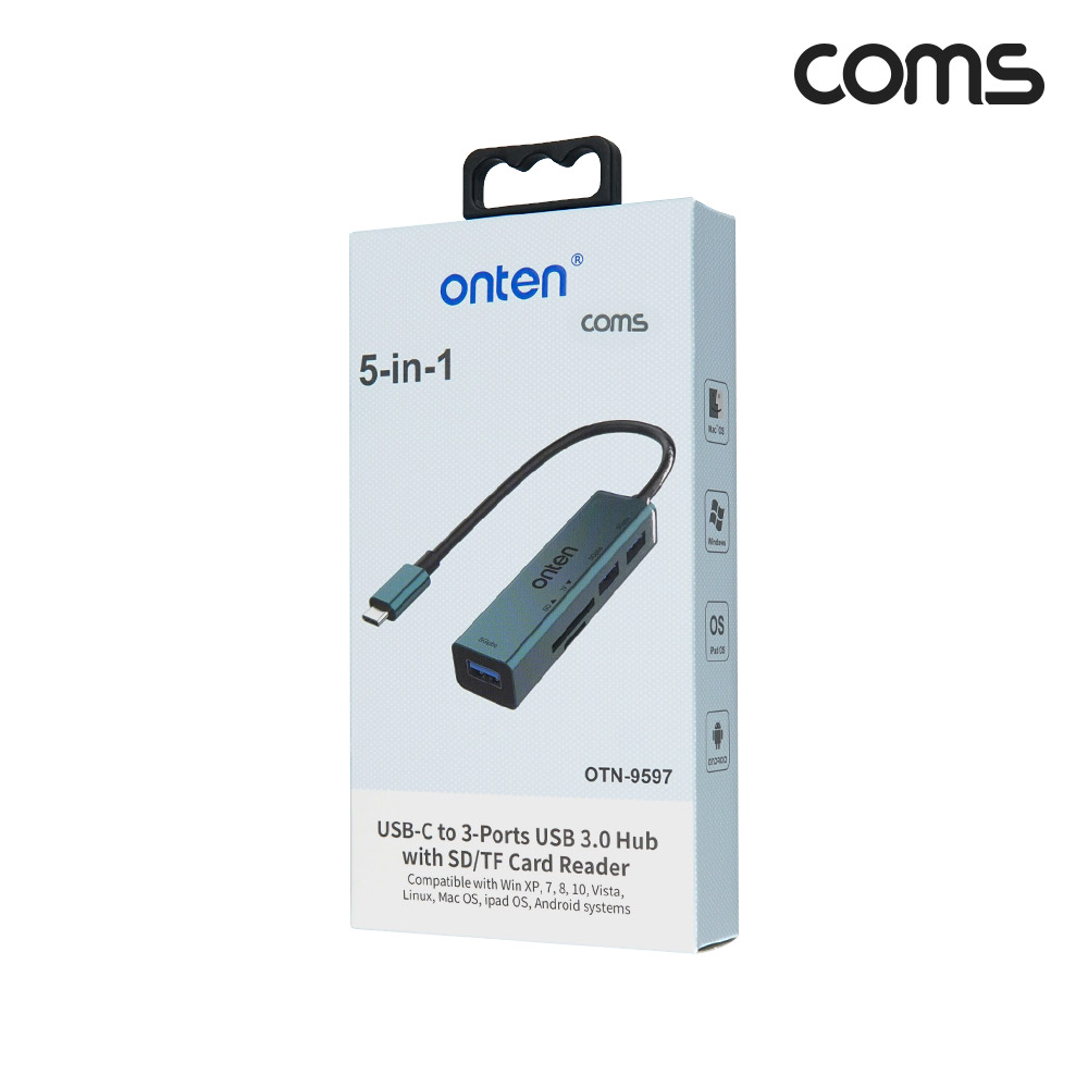 Coms 5 IN 1 USB 허브 SD TF 카드리더 C타입 5Gbps USB 3.0