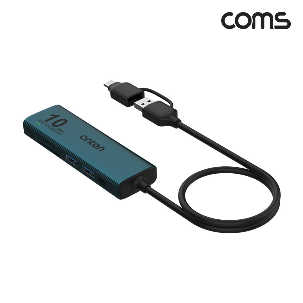 Coms 6 IN 2 꼬리물기 USB 허브 C타입 A타입 to USB3.2 Gen2 10Gbps + 카드리더