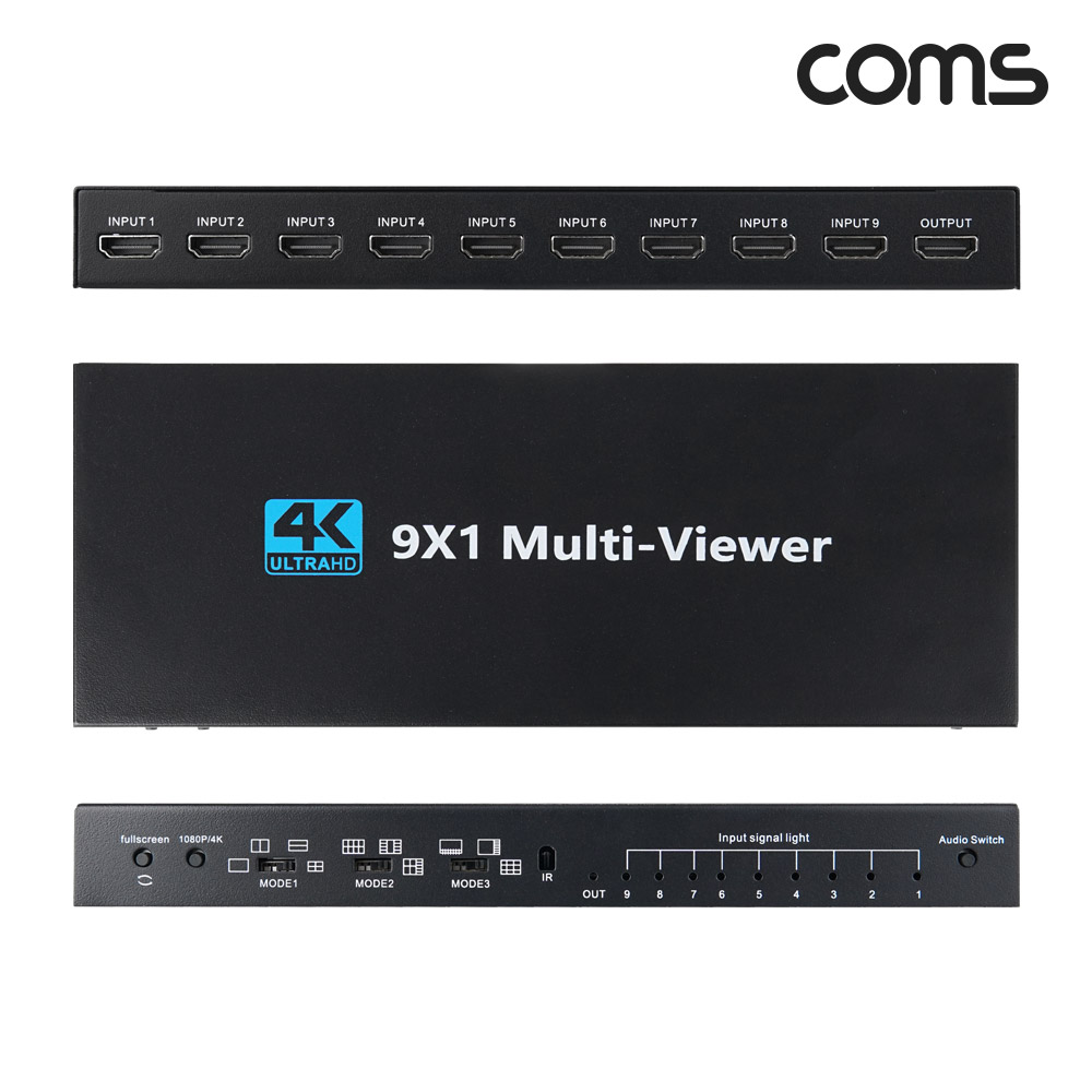 Coms HDMI 화면분할기 1:9 멀티뷰어 4K 30Hz 9입력 1출력