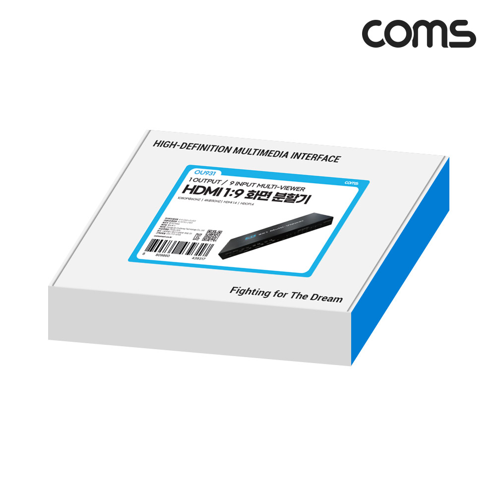 Coms HDMI 화면분할기 1:9 멀티뷰어 4K 30Hz 9입력 1출력