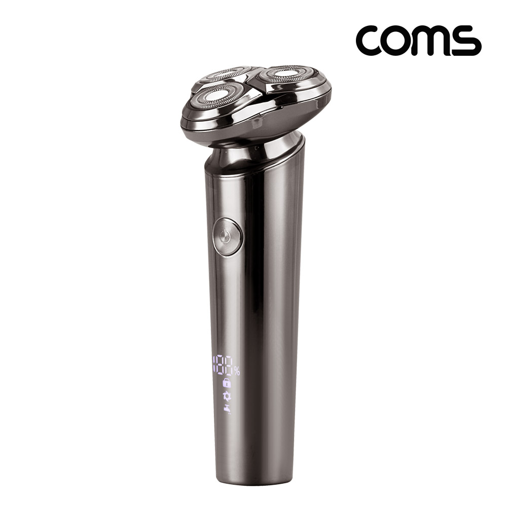 Coms 전기 면도기 마그네틱 헤드 C타입 충전식 방수 자동연마 디스플레이 더블링 자석 탈착식