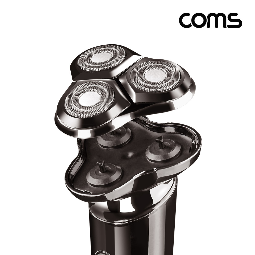 Coms 전기 면도기 마그네틱 헤드 C타입 충전식 방수 자동연마 디스플레이 더블링 자석 탈착식