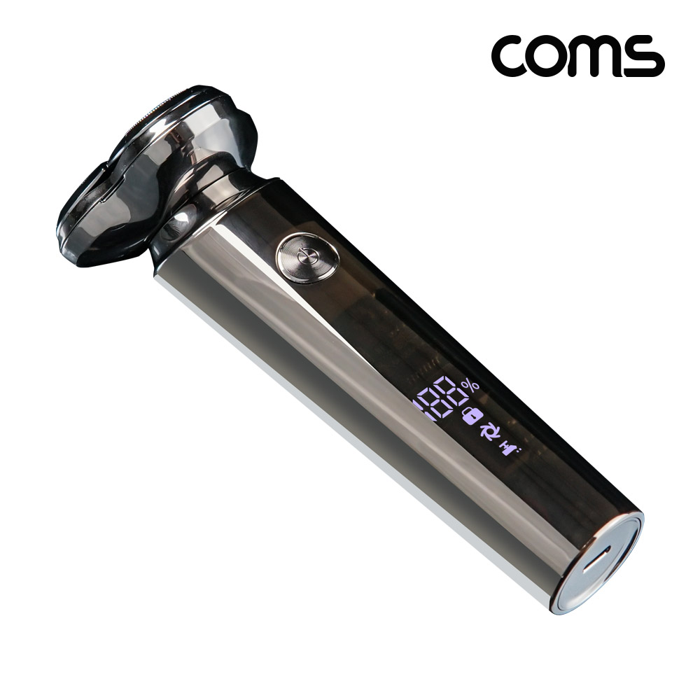 Coms 전기 면도기 마그네틱 헤드 C타입 충전식 방수 자동연마 디스플레이 더블링 자석 탈착식