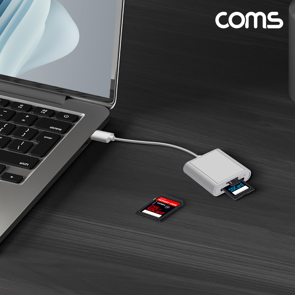 Coms USB Type C 카드리더기 TF카드(Micro SD) + SD카드 C타입
