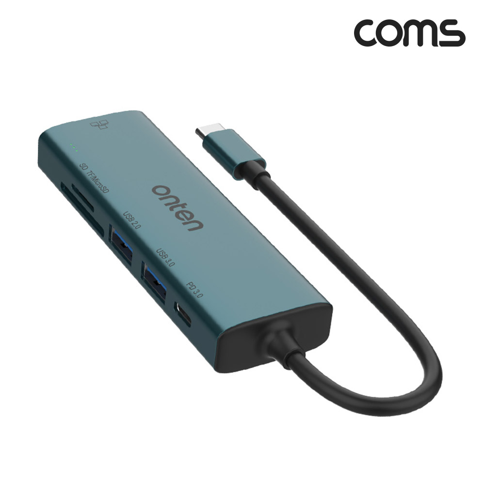 Coms C타입 USB 멀티허브 컨버터 Type C USB3.0 카드리더 SD TF 이더넷 PD충전