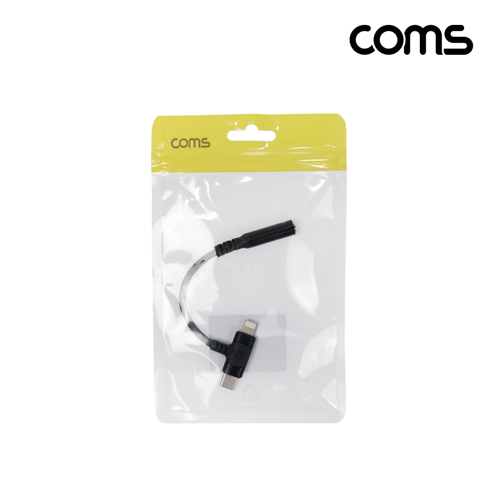 Coms C타입, iOS 8핀 오디오 젠더, 3.5mm 스테레오 이어폰 젠더 AUX 변환 12cm T형