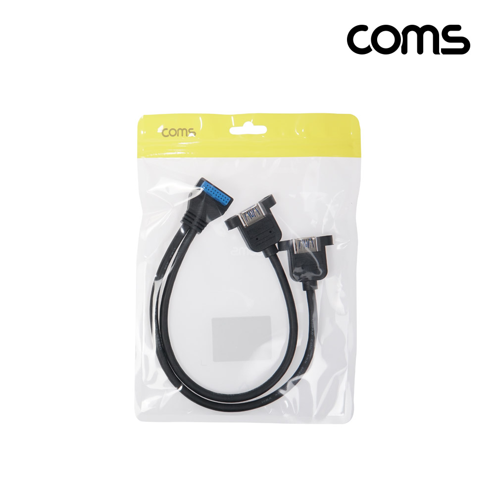 Coms USB 포트 19Pin/20Pin to USB 3.0 2포트 듀얼젠더 케이블 꺾임 30cm