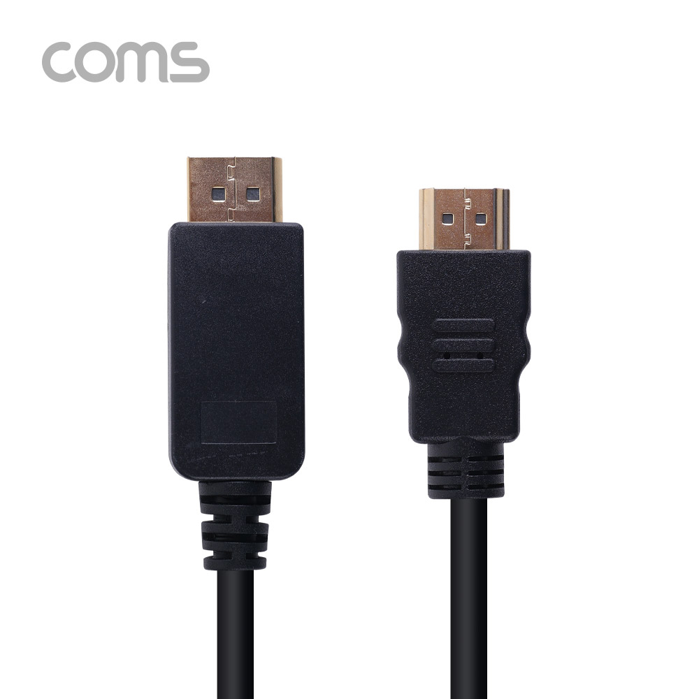 Coms 디스플레이포트(M) to HDMI(M) 케이블 1.8M 블랙 (비닐포장)/DP/DisplayPort