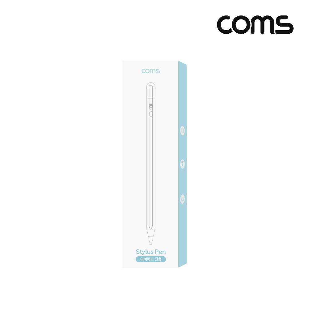 Coms iOS패드 전용 스타일러스 터치펜 펜슬 iOS 스마트폰 태블릿 호환 초미세 펜촉 정전식