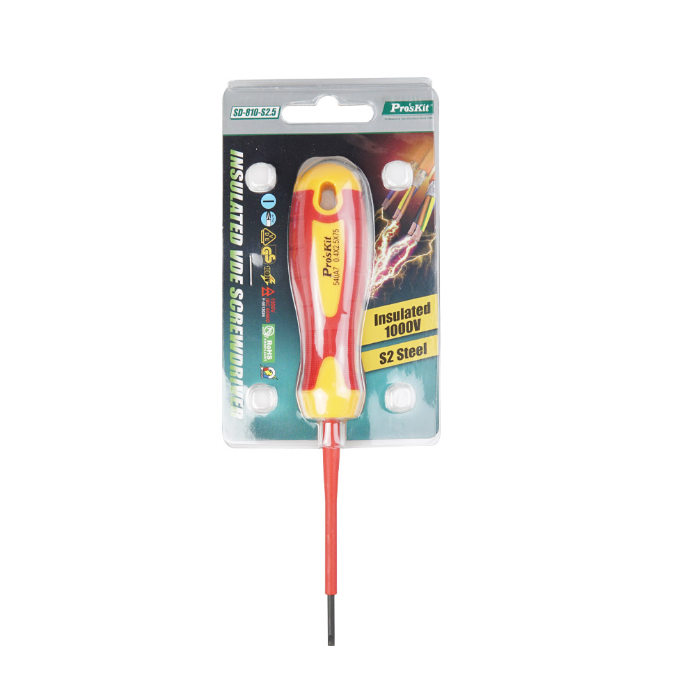 PROKIT(SD-810-S2.5) 절연 VDE 스크류 드라이버 0.4x2.5x75mm