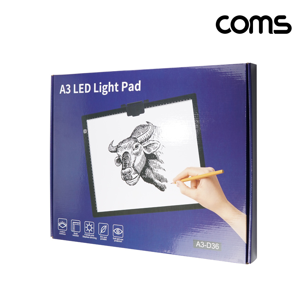 Coms A3 사이즈 LED 형광 보드판 라이트박스 라이트패드 애니메이션 원화 작화 트레이싱 보드 드로잉 스케치
