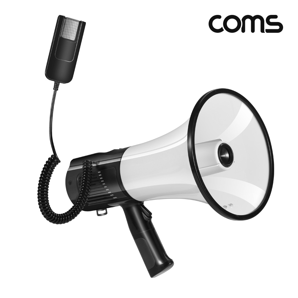 Coms 고성능 중형 메가폰, 30W 고출력 마이크, 최대 800m 확성기 행사용 싸이렌 핸드마이크 증폭기 운동회 야유회