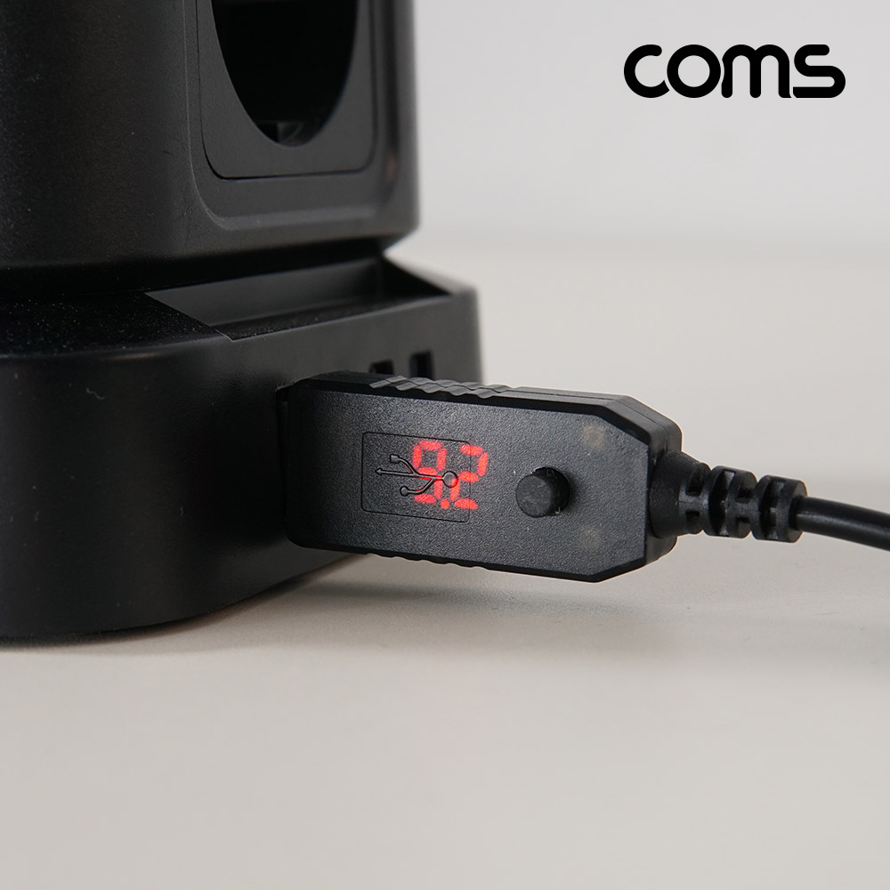 Coms USB 전원 승압 케이블 5V to 5V 9V 12V DC전원 외경5.5 내경 2.1 1M