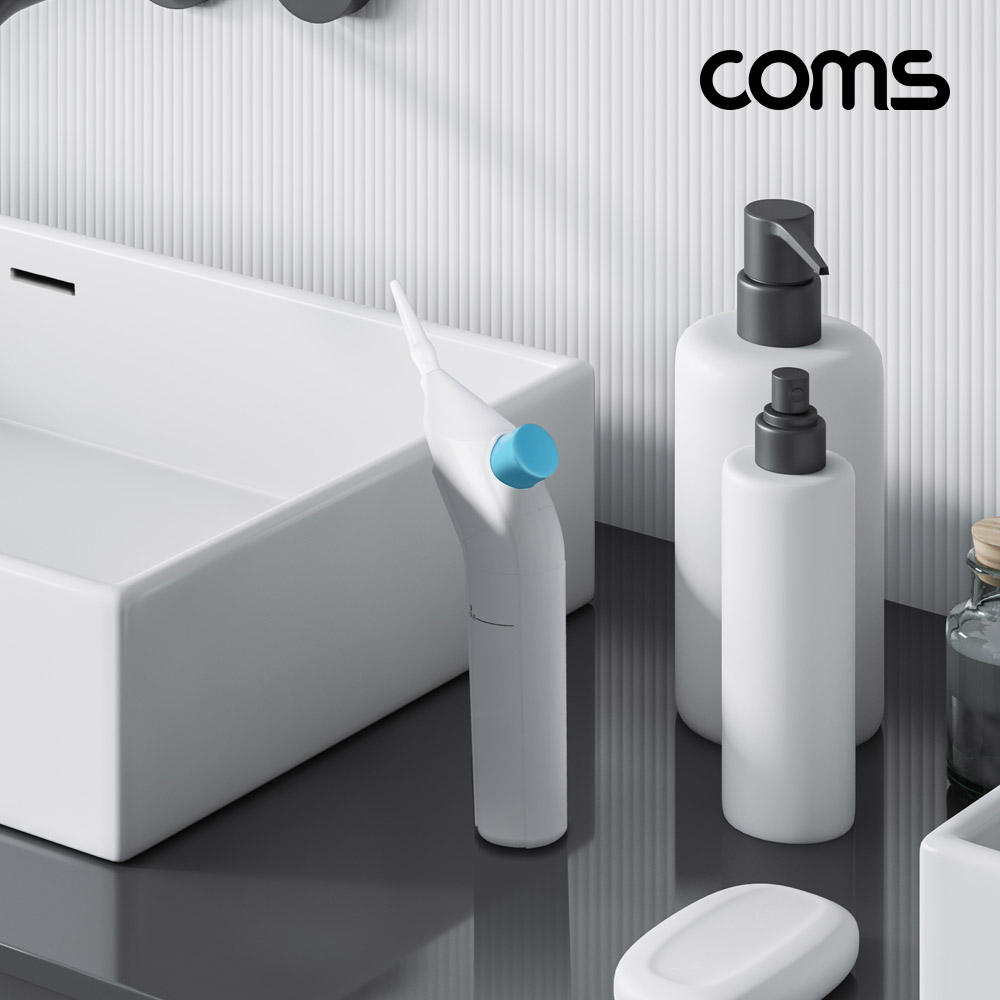 Coms 워터 구강세정기, 수동 치석제거기 물치실 가글 입냄새제거 휴대용 치간 치아 워터칫솔