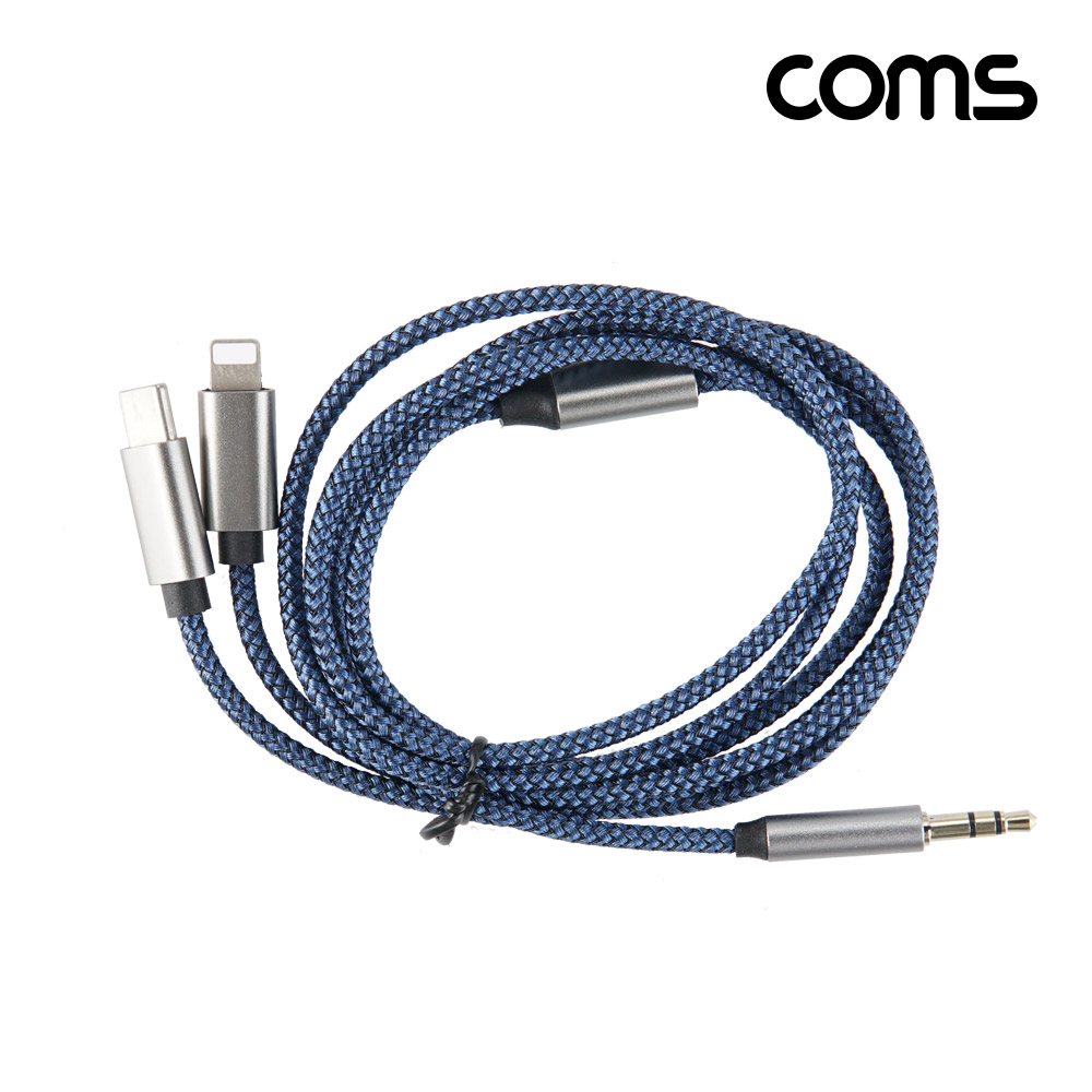 Coms 스테레오 변환 케이블 1M, iOS 8Pin C타입, AUX 3극 stereo 3.5 8핀 USB-C Type-C