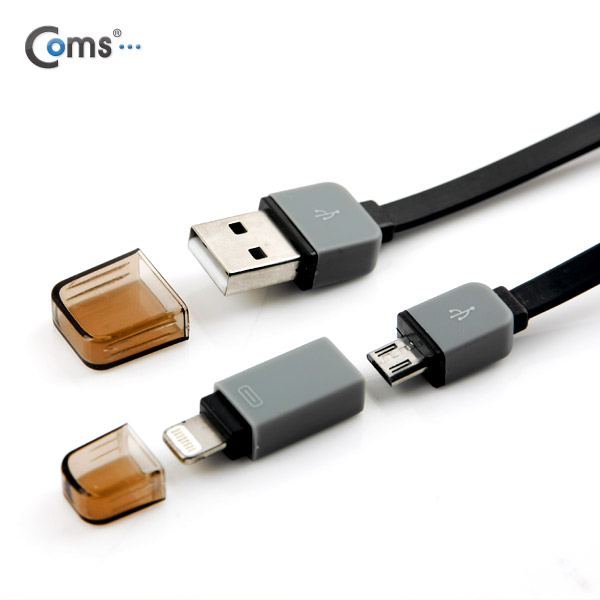 Coms 스마트폰 2in1 멀티 케이블 (Micro USB(B), Black