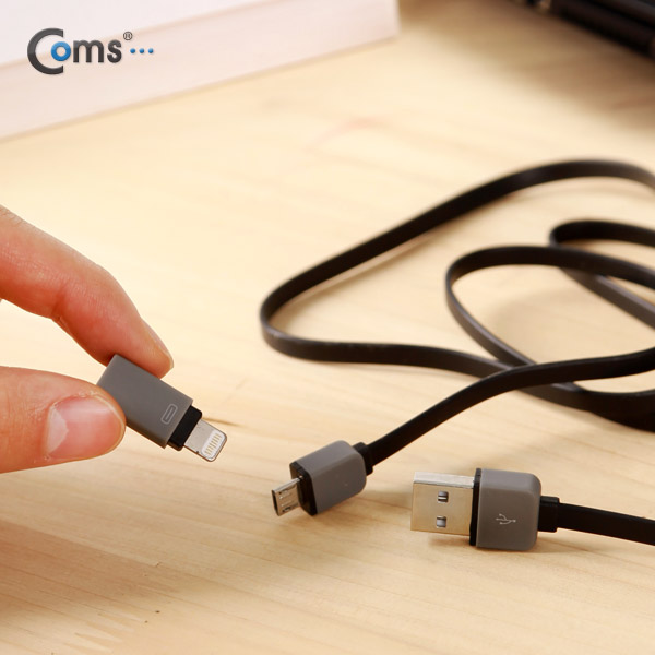 Coms 스마트폰 2in1 멀티 케이블 (Micro USB(B), Black