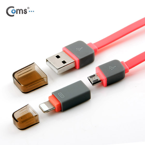 Coms 스마트폰 2in1 멀티 케이블 (Micro USB(B) Pink